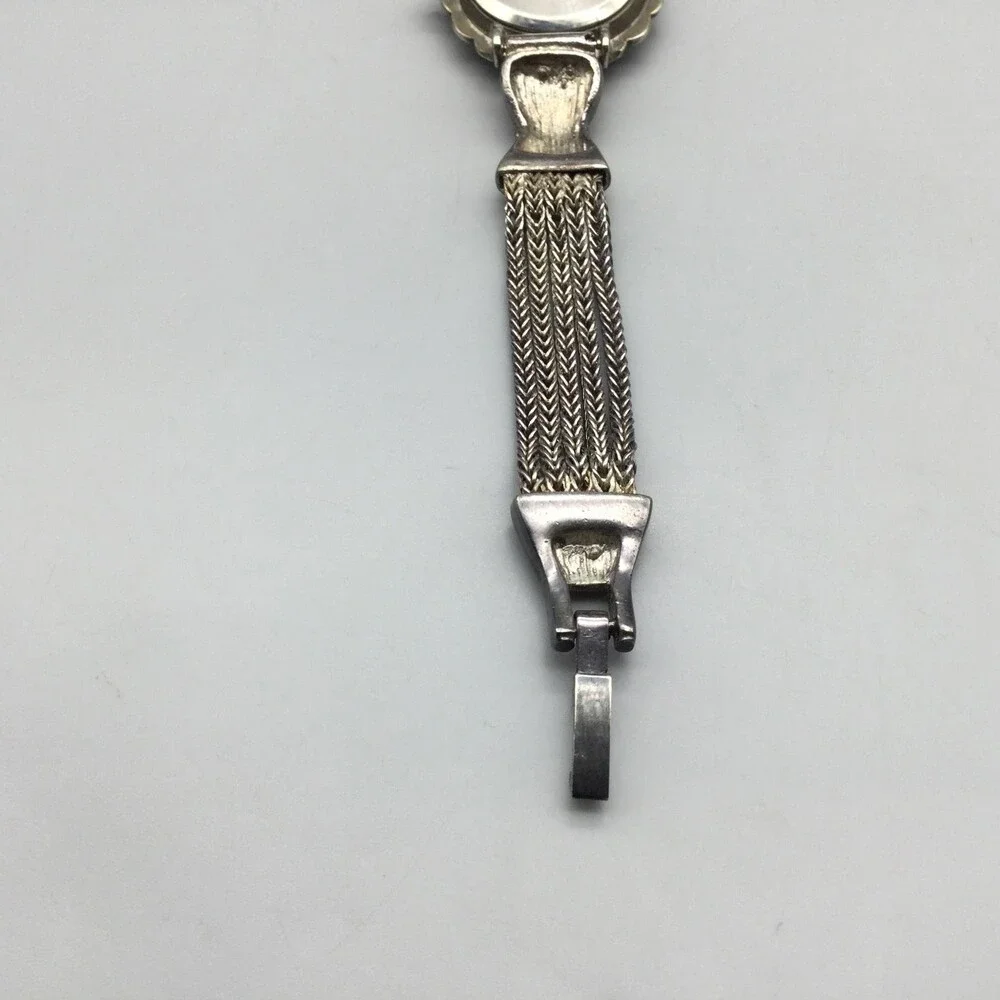 Pamex Womens Watch 26mm Silver Tone Marcasite MOP Dial New Battery 6.5